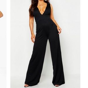 Deep v neck flare jumpsuit